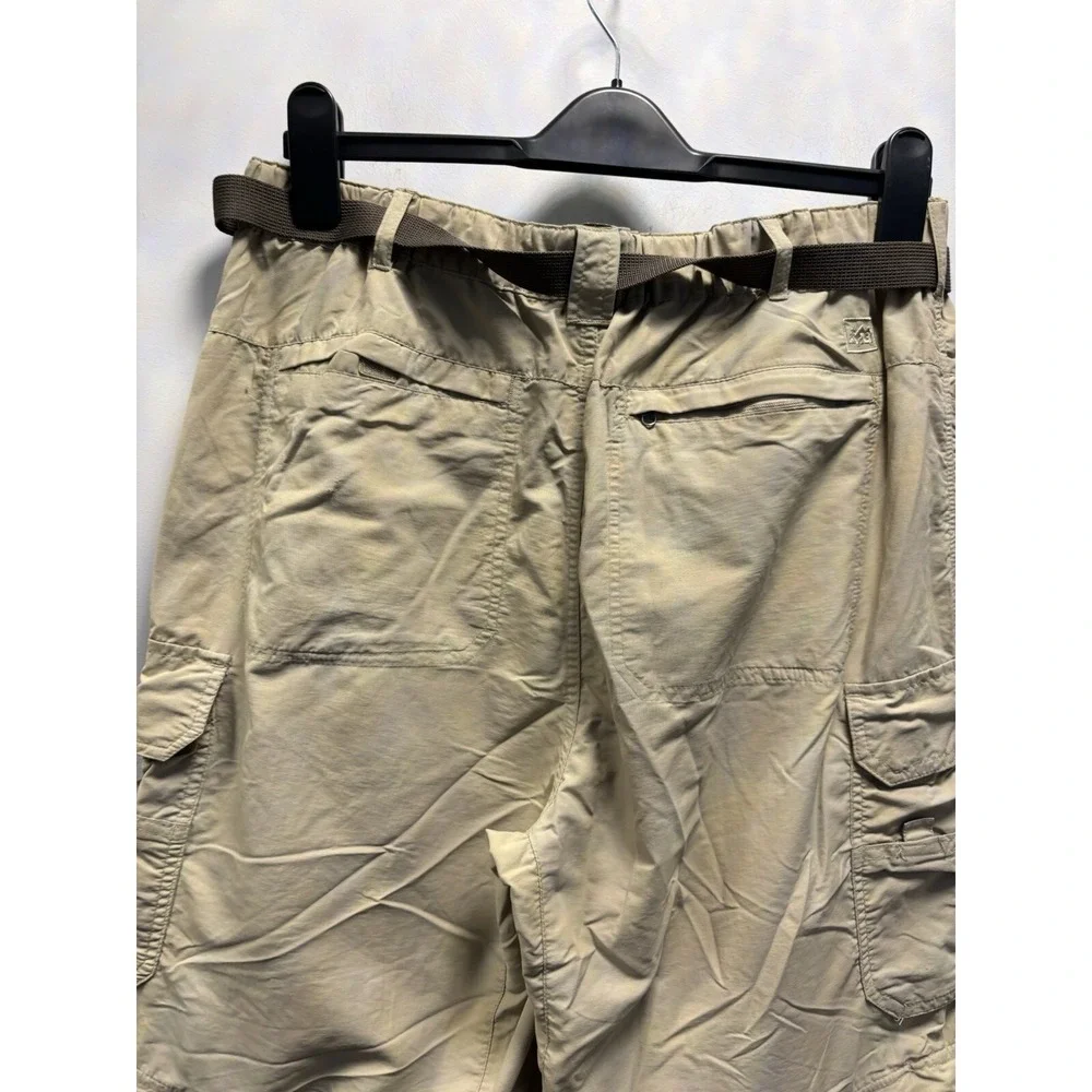 REI Sahara Convertible Cargo Hiking Pants Men Tan Zip Off Belted sz‎ 34x31.5